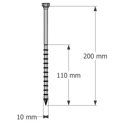 Stahl-Holz-Verbindungsschrauben, SSH10.0X200 - Réf. 75159