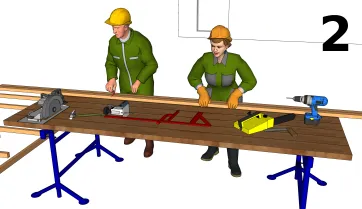 Erstellen Sie Markierungslinien an den Rähmen und Pfosten. 