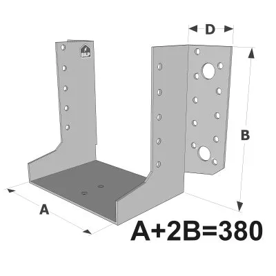 Balkenschuh mit außenliegenden Schenkeln, SAE-Sortiment NACH MAß (Dicke 2 mm, Tiefe 84 mm) - Réf. SAEL380/2X