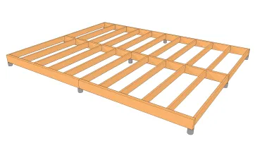 Holzplattform auf versetzbaren Sockeln