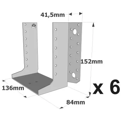 Balkenschuhe mit außenliegenden Schenkeln, SAE CLASSIC-Serie (Dicke 2 mm, Tiefe 84 mm) - Réf. SAEL440/136/2_6