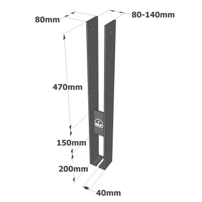 Breitenverstellbarer Pfostenträger - Réf. CMS