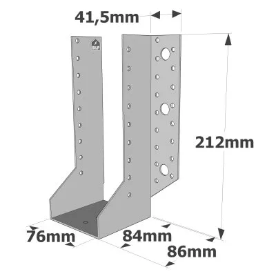 Balkenschuhe mit außenliegenden Schenkeln, SAE CLASSIC-Serie (Dicke 2 mm, Tiefe 84 mm) - Réf. SAE500/76/2