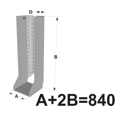 Große Balkenschuhe mit Innenlaschen, GSI CLASSIC-Serie (Dicke 4 mm, Tiefe 110 mm) - Réf. GSI840/4X-AL