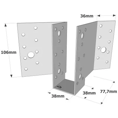 45°-Balkenschuh - Réf. S45G250/38/1.5
