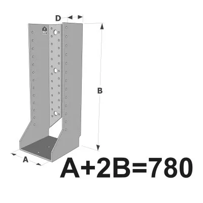 Große Balkenschuhe mit Innenlaschen, GSI CLASSIC-Serie (Dicke 4 mm, Tiefe 110 mm) - Réf. GSI780/4X