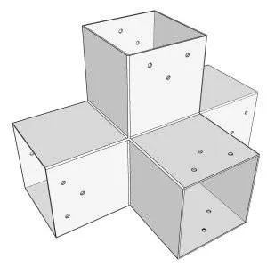Raccord SUNDIY blanc 120 mm à 4 directions - Forme T