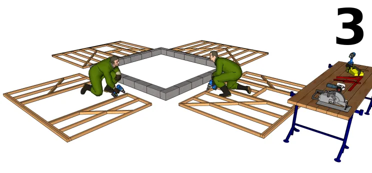 Zusammenbau von Wandbausteinen 