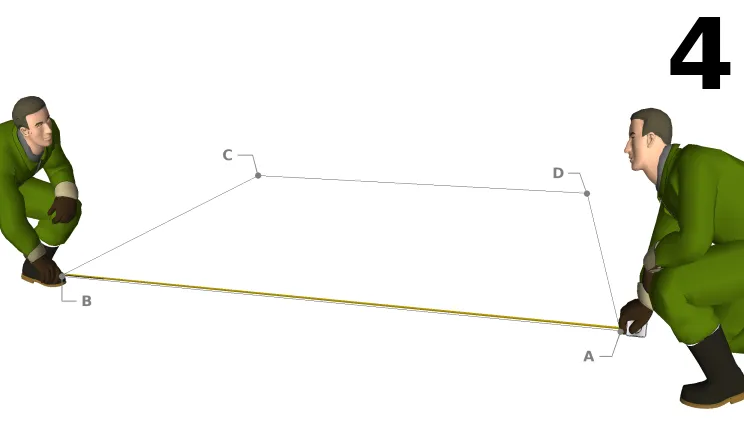 Markieren Sie die Bodenfläche (Fundament) 