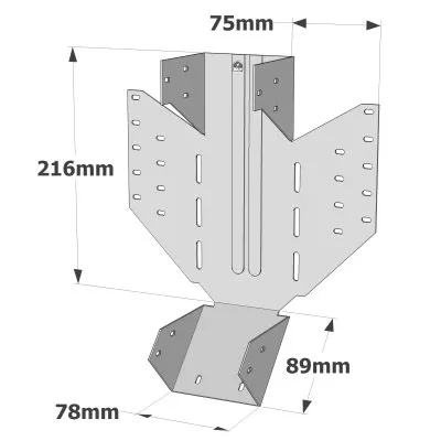 Sparrenkopfverbinder mit einstellbarer Neigung und Ausrichtung - Réf. LSSU216/78