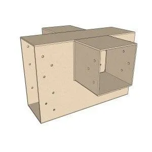 Vue en perspective du connecteur SUNDIY beige sable - 240mm en forme de + avec 4 directions