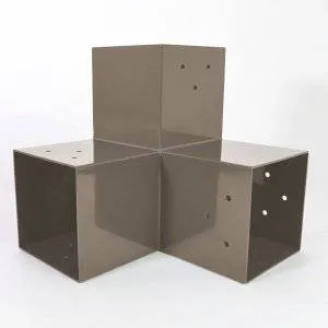 SUNDIY Verbinder Grau Beige RAL 7006 - 90mm in 3 Richtungen - L-Form