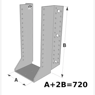 Große Balkenschuhe mit außenliegenden Schenkel, GSE CLASSIC-Sortiment (Dicke 4mm, Tiefe 110mm) - Réf. GSE720/4X
