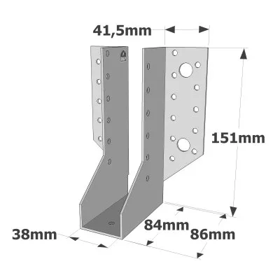 Balkenschuhe mit außenliegenden Schenkeln, SAE CLASSIC-Serie (Dicke 2 mm, Tiefe 84 mm) - Réf. SAE340/38/2