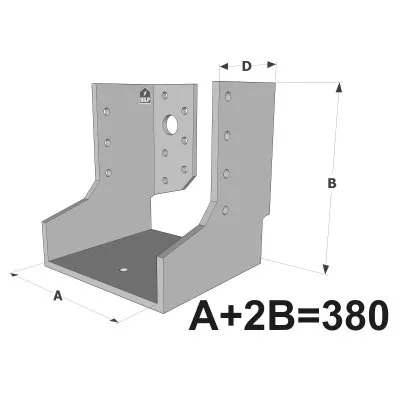 Große Balkenschuhe mit innenliegenden Schenkeln, Baureihe GLI ECONOMIC (380 mm breit, 4 mm dick, 90 mm tief) - Réf. GLI380/4X