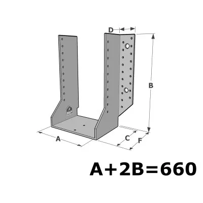 Große Balkenschuhe mit außenliegenden Schenkel, GSE CLASSIC-Sortiment (Dicke 4mm, Tiefe 110mm) - Réf. GSE660/4X-AL