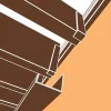 Visualisation 3D : chéneau Marron sablé RAL8011 sous les lames et mécanisme SUNDIY
