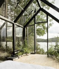 glass house lake view