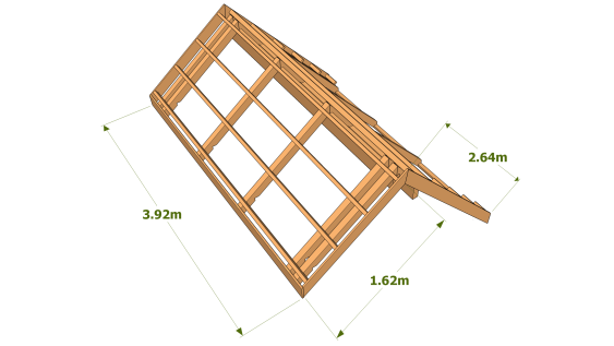 Vue panne, chevron et planche de rive